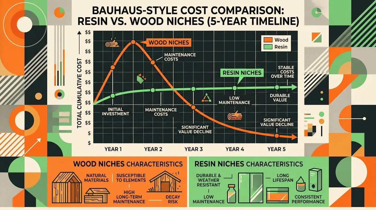 Graphique montrant l'amortissement économique d'une niche résine